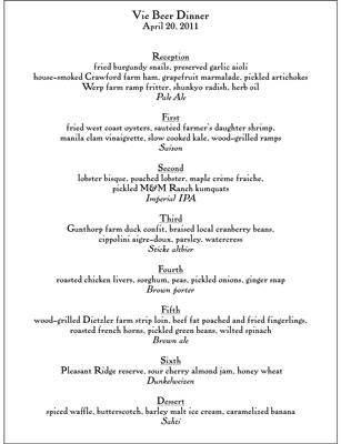 Paarung von Bier und Essen für ein Bierdinner