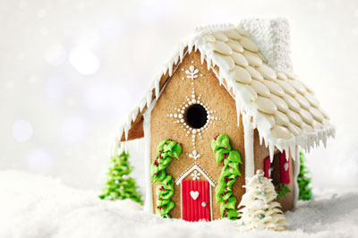 Lebkuchen und Zuckerguss für den Bau eines Lebkuchenhauses
