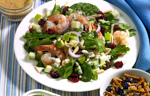 Garnelen-Blau-Salat mit Sherry-Thymian-Dressing