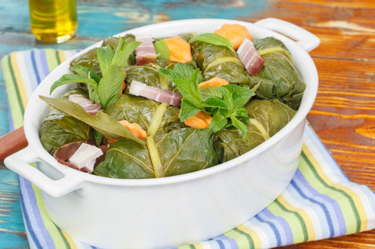 Rezept für gefüllte Grünkohlblätter