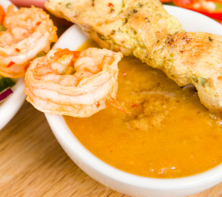 Rezept für Garnelen in westafrikanischer Erdnusssauce