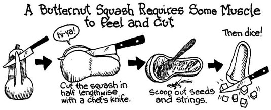 Wie man Gemüse mit harter Haut halbiert