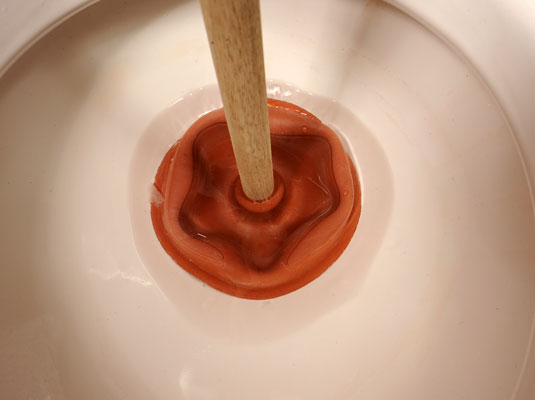 Wie man eine Toilette mit einem Kolben entstopft