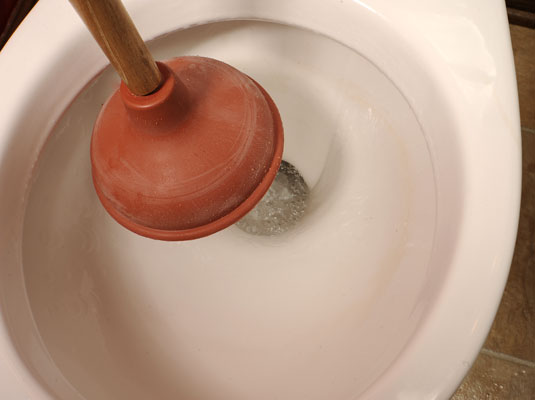 Wie man eine Toilette mit einem Kolben entstopft